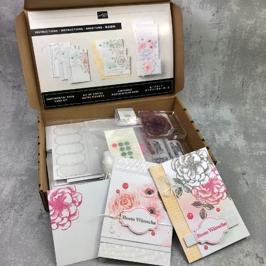 Kartenset Nostalgische Rose mit Stampin' Up! Produkten