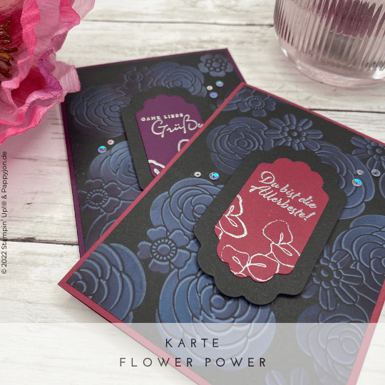 Karte Flower Power in Schattentechnik mit Stampin' Up! Produkten
