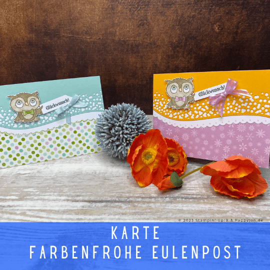 Karte Farbenfrohe Eulenpost mit Stampin' Up! Produkten