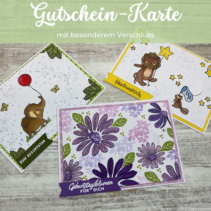 Gutschein-Karte mit besonderem Verschluss mit Stampin' Up! Produkten
