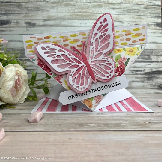 Fun Fold Karte Ein Flügelschlag entfernt mit Stampin' Up! Produkten