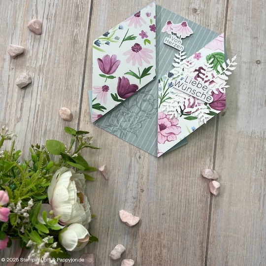 Fun Fold Karte Von Herzen Liebe Wünsche mit Stampin' Up! Produkten